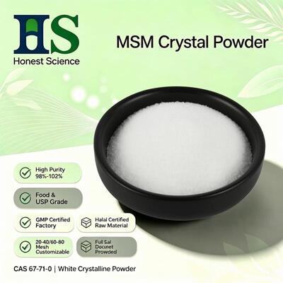 MSM پودر کریستالی متیلسولفونیلمتان دی متیلسولفون Custom Mesh در دسترس است
